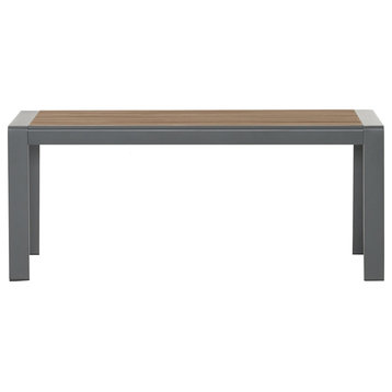 Trimble Outdoor Aluminum Coffee Table, Gray and Brown