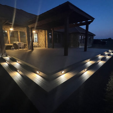 Cedar pergola and composite deck with lighting