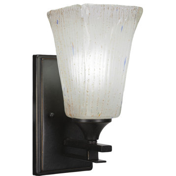 Uptowne Squared Wall Sconce - Dark Granite, Frosted Crystal, 1