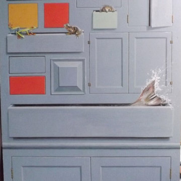 Trompe l'oeil cupboard panel
