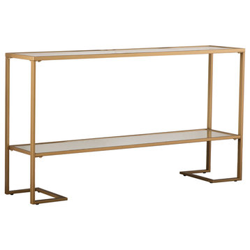 Camino Glam Narrow Console, Gold With Mirror