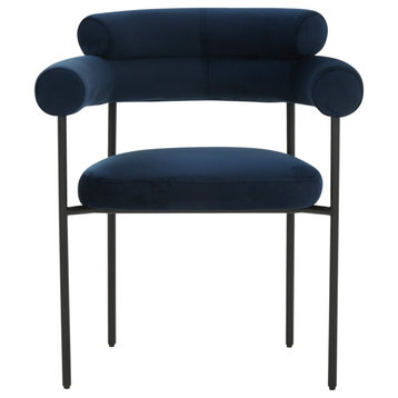 Safavieh Couture Jaslene Curved Back Dining Chair, Navy/Black