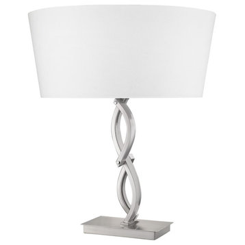 Acclaim Trend Home Table Lamp, Nickel/White Tapered Drum