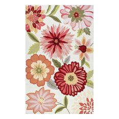 Country and Floral Pink Hand-Tufted Area Rug, Pink, 3'6"x5'6"