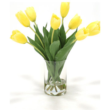 Waterlook® Yellow Dutch Tulips in Clear Glass Cylinder