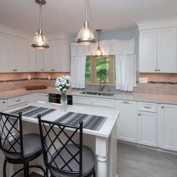 Transitional Chantilly Kitchen Remodel with Glacier Gray accent tile back splash