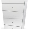 33” Wide Modern Vailan Accent Chest Mirrored Glass Finish 5 Drawers Clear Pulls