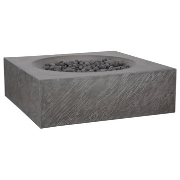 Pyromania Paloma Concrete Fire Pit Table, 36"x36", Slate Gray, Natural Gas