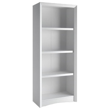 Quadra Modern White Engineered Wood 59" Tall 4 Adjustable Shelf Bookcase