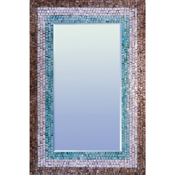 La Pastiche Southwestern Mother of Pearl Large Rectangle Mirror, 36" x 24"