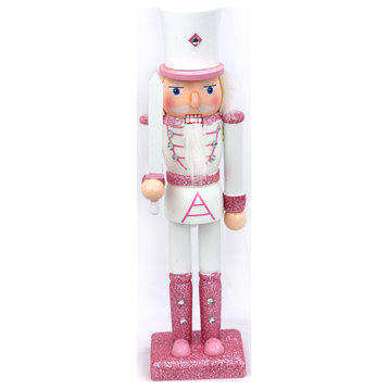 12in Pink Nutcracker Figure With White Sword Hand painted wood Decoration