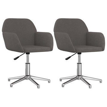 vidaXL Dining Chair 2 Pcs Modern Accent Upholstered Chair Dark Gray Fabric