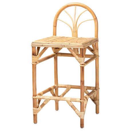 Zayaan California Coastal Rattan Counter Stool