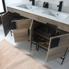 Modern Grey Bathroom Vanity Set, Satin Brass Hardware, Marbel Top