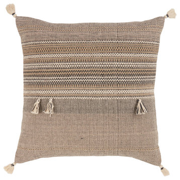 Vibe Cainen Brown and Cream Striped Down Throw Pillow 20"