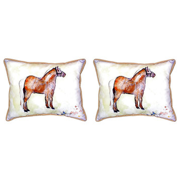 Pair of Betsy Drake Shetland Pony Small Pillows 11 Inch X 14 Inch