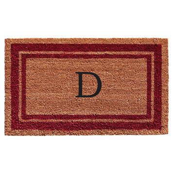 Burgundy Border 18"x30" Monogram Doormat, Letter D