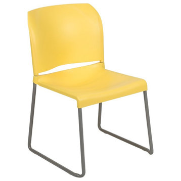 Flash Furniture Hercules Plastic Sled Base Stacking Chair in Yellow