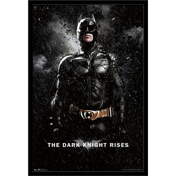 Dark Knight Rises Batman Rain Poster, Black Framed Version
