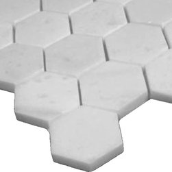 Statuary Crystal Marble Italian White Statuario 2" Hexagon Mosaic Tile Polished - Home Accessories & Decor