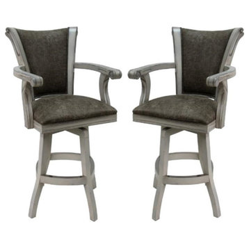 Home Square 34" Swivel Wood Tall Bar Stool in P-Poloma Gray - Set of 2