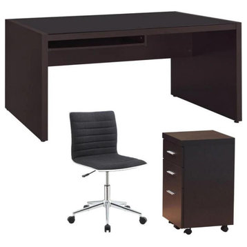 Home Square 3 Piece Set with Office Chair Computer Desk and Mobile File Cabinet