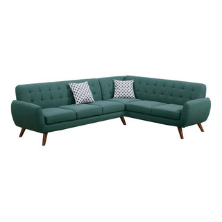 Mid Century Modern Sectional Sofa, Tufted Backrest and Tuxedo Arms -  Midcentury - Sectional Sofas - by Decor Love