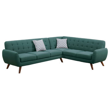Mid Century Modern Sectional Sofa, Tufted Backrest and Tuxedo Arms, Laguna