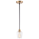 Maxim Lighting - Goblet 1-Light Mini Pendant - Simple yet elegant frames are finished in two tone finishes to add upscale element to this economical collection. Frames are available in either Bronze with Antique Brass accents or Black with Satin Nickel accents. Both are supplied with Clear glass shades inspired by stemware for a tailored profile.