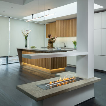 A contemporary luxury kitchen with natural elements