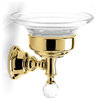 Wall Mounted Clear Glass Soap Dish With Crystal, Gold