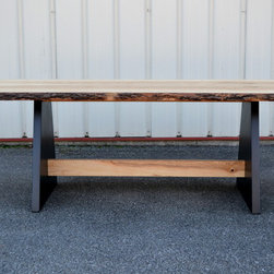Live Edge Ash Table with Modern Style Base - Table Tops And Bases