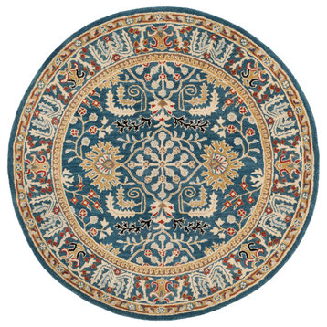 Safavieh Antiquity Collection AT64 Rug, Dark Blue/Multi, 6' Round