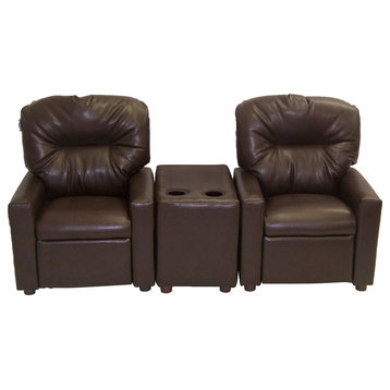 Pecan Brown Child Recliner Chair Theater Seating