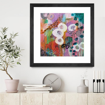 Giant Art 36x36 Flowers of the Sea 52 Matted and Framed in Pink