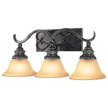 Woodbridge Lighting Rosedale 3-light Glass Bathroom Light in Tortoise/Bronze