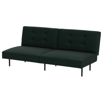 Armless Sleeper Sofa, Cushioned Seat With Button Tufted Back