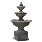 Campania International - Fonthill Tiered Outdoor Water Fountain - With its bowl-shaped tiers, ornate finial, fluted columns and square base, the Fonthill Tiered Outdoor Water Fountain achieves a classic and stylish look that is perfect for any outdoor setting. Its tiered design makes it a formidable addition to any yard or garden while its sturdy fiber reinforced cast stone construction guarantees many years of enjoyment. Place it at the center of a well-kept lawn or in a rustic garden to fill your outdoor living space with the tranquil sounds of flowing water.