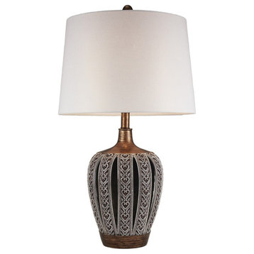 Primo Tall Brown Table Lamp With White Lamp Shade
