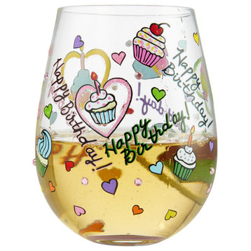 "Birthday Cupcakes" Stemless Wine Glass by Lolita