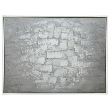 47x35 Handpainted Abstract Canvas, Gray