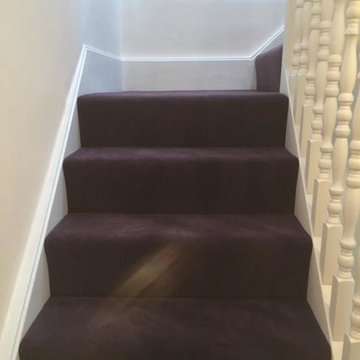 Installing Purple Carpet to Stairs in Private Residence