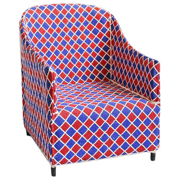 Red & Blue Yoruba Beaded Arm Chair