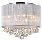 CWI Lighting - Water Drop 6 Light Drum Shade Flush Mount With Chrome Finish - Think your space needs that something extra that will bring imagination to life? Get the Water Drop 6 Light Flush Mount and see how this light fixture can make a huge difference in your interiors. Available in three shade colors, this close-to-ceiling lighting option is designed with classic elegance and modern beauty. Six bulbs are concealed inside a 14 inch circular shade that glistens with hanging crystal drops. Add this light fixture to your home and effortlessly give your humble abode a stunning and extraordinary update. Feel confident with your purchase and rest assured. This fixture comes with a one year warranty against manufacturers defects to give you peace of mind that your product will be in perfect condition.