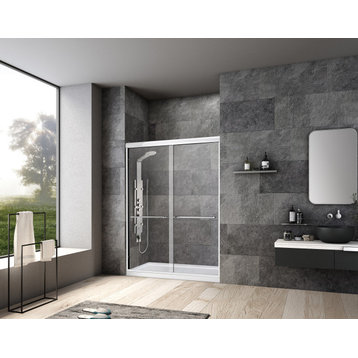 Vanity Art 76 in. H x 60 in. W Framed Sliding Shower Door, Chrome