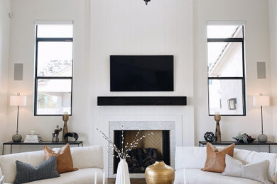 Example of a transitional living room design in Phoenix