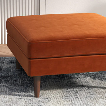 Burnt Orange Velvet Ottoman Fordham
