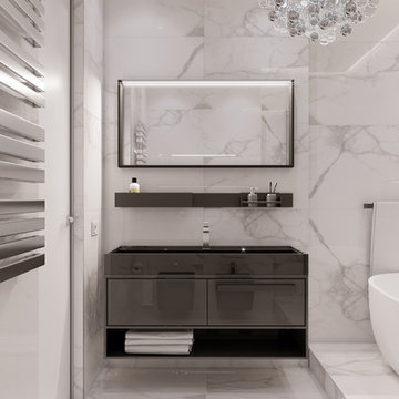 Monochrome eclectic bathroom
