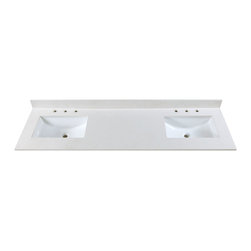 Maykke - Bathroom Quartz Vanity Top, Double, White, 73" - Vanity Tops And Side Splashes