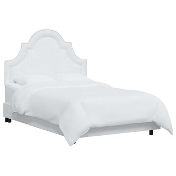 High Arched Bed With Border, Velvet White, Twin
